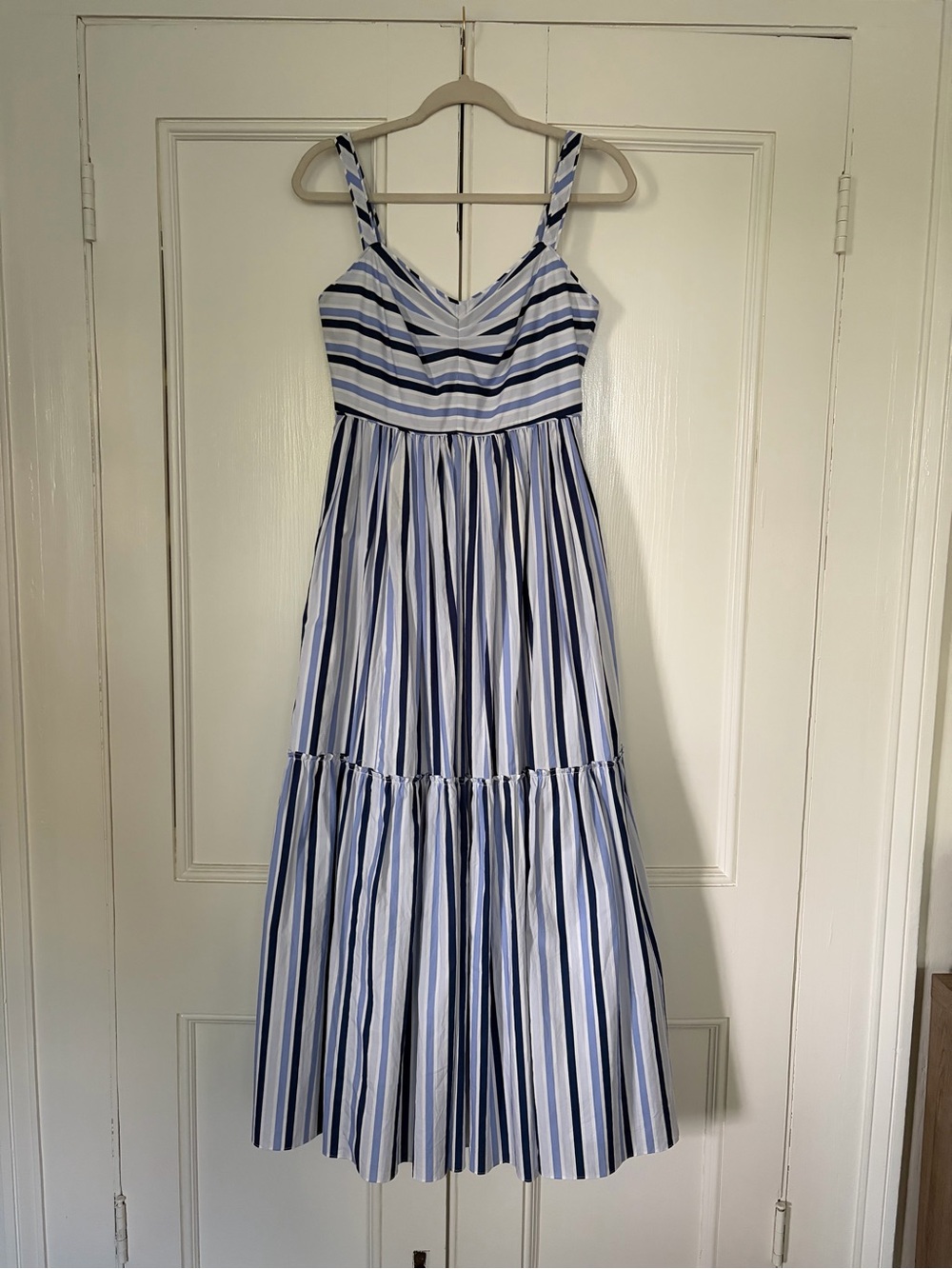 J. Crew Blue and White Striped Maxi Dress
